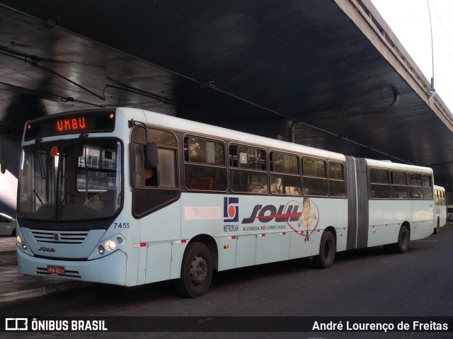 SOUL - Sociedade de Ônibus União Ltda. 7455 na cidade de Porto Alegre, Rio Grande do Sul, Brasil, por André Lourenço de Freitas. ID da foto: 12090394.