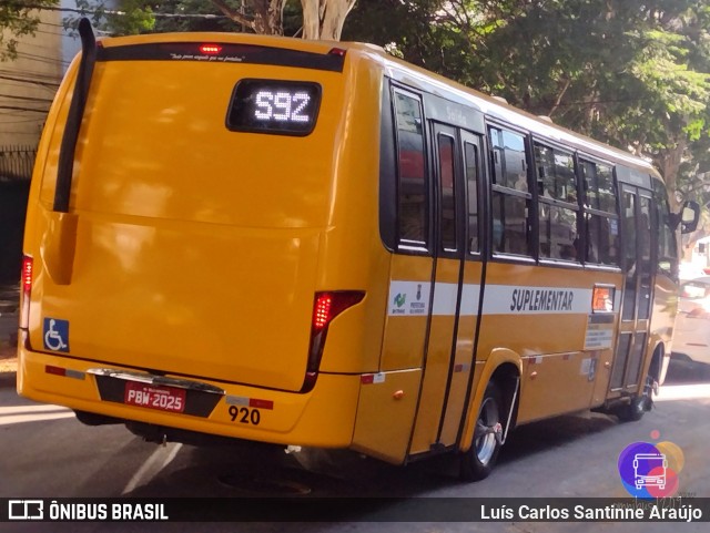 Transporte Suplementar de Belo Horizonte 920 na cidade de Belo Horizonte, Minas Gerais, Brasil, por Luís Carlos Santinne Araújo. ID da foto: 12092879.