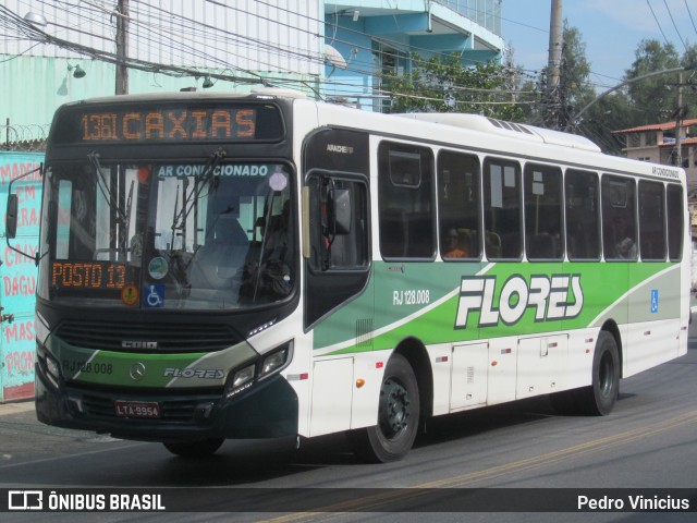 Transportes Flores RJ 128.008 na cidade de Duque de Caxias, Rio de Janeiro, Brasil, por Pedro Vinicius. ID da foto: 12093005.