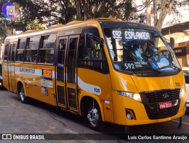 Transporte Suplementar de Belo Horizonte 920 na cidade de Belo Horizonte, Minas Gerais, Brasil, por Luís Carlos Santinne Araújo. ID da foto: 12092873.
