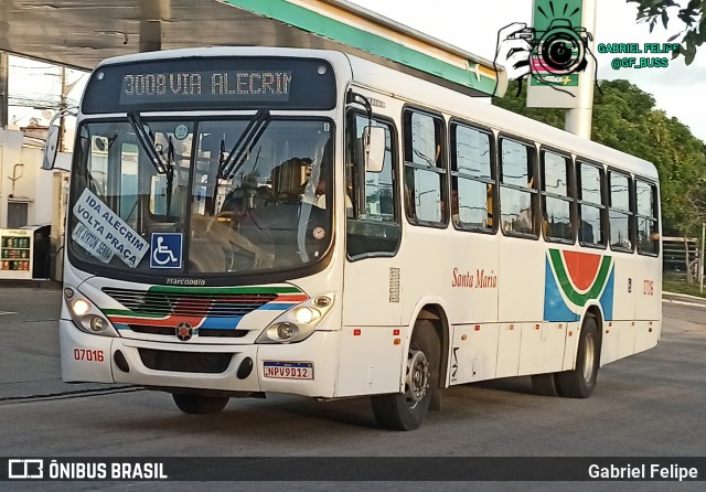 Auto Ônibus Santa Maria Transporte e Turismo 07016 na cidade de Natal, Rio Grande do Norte, Brasil, por Gabriel Felipe. ID da foto: 12092126.