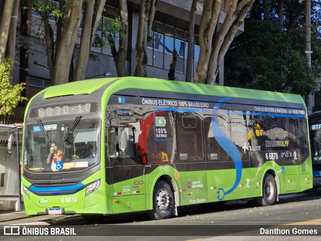 Transwolff Transportes e Turismo 6 6870 na cidade de São Paulo, São Paulo, Brasil, por Danthon Gomes. ID da foto: 12091344.