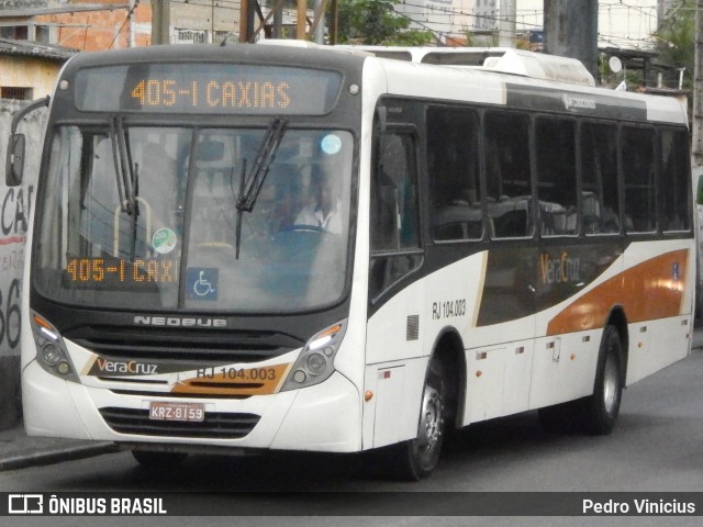 Auto Ônibus Vera Cruz RJ 104.003 na cidade de Duque de Caxias, Rio de Janeiro, Brasil, por Pedro Vinicius. ID da foto: 12096021.