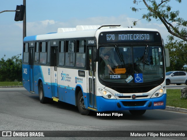 Transporte Coletivo Estrela 34425 na cidade de Florianópolis, Santa Catarina, Brasil, por Mateus Filipe Nascimento. ID da foto: 12094286.