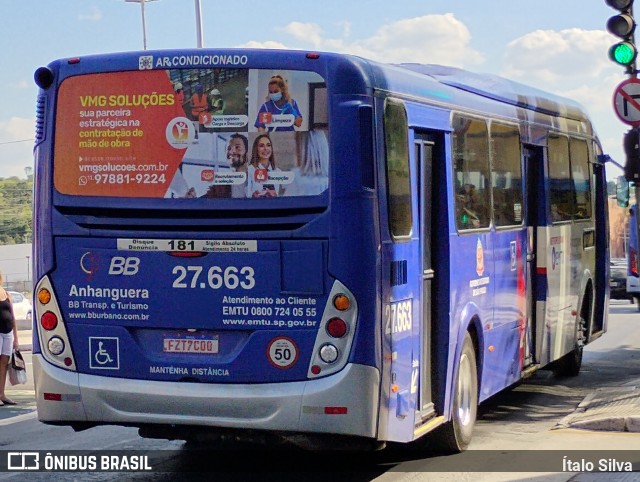 BB Transportes e Turismo 27.663 na cidade de Barueri, São Paulo, Brasil, por Ítalo Silva. ID da foto: 12095216.