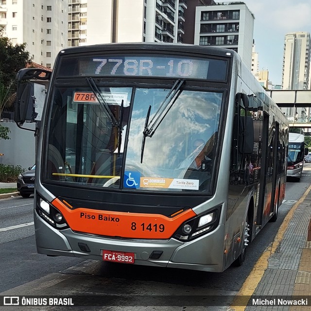 TRANSPPASS - Transporte de Passageiros 8 1419 na cidade de São Paulo, São Paulo, Brasil, por Michel Nowacki. ID da foto: 12097475.
