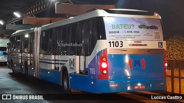Metrobus 1103 na cidade de Goiânia, Goiás, Brasil, por Luccas Casttro. ID da foto: 12100388.