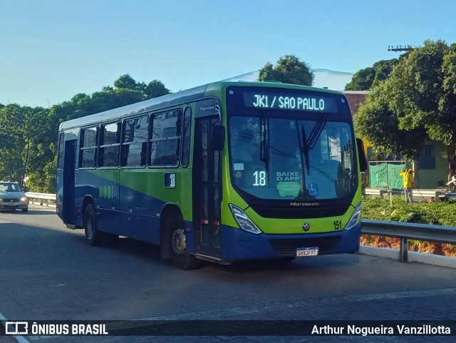 MOBI Transporte Urbano 151 na cidade de Governador Valadares, Minas Gerais, Brasil, por Arthur Nogueira Vanzillotta. ID da foto: 12099744.