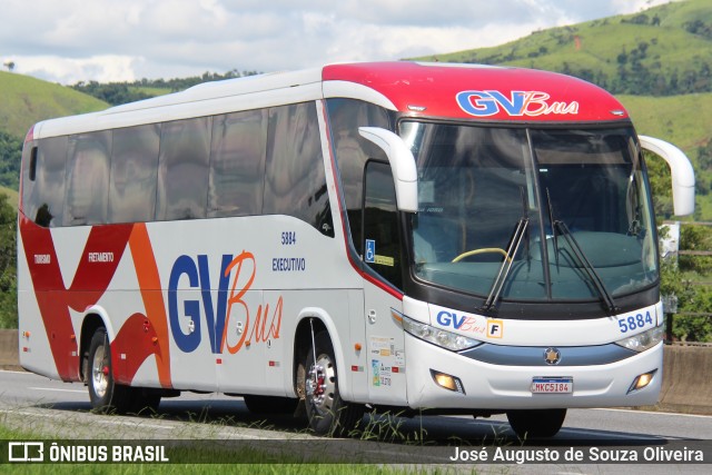 GV Bus Transportes e Turismo 5884 na cidade de Roseira, São Paulo, Brasil, por José Augusto de Souza Oliveira. ID da foto: 12103835.