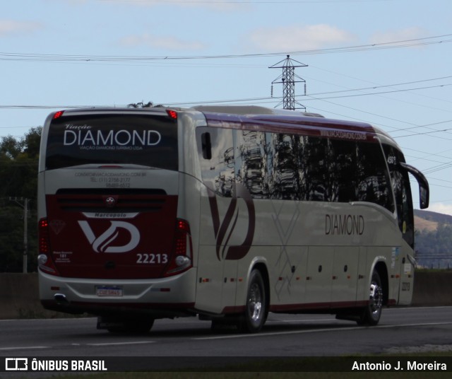 Viação Diamond Turismo 22213 na cidade de Roseira, São Paulo, Brasil, por Antonio J. Moreira. ID da foto: 12103059.