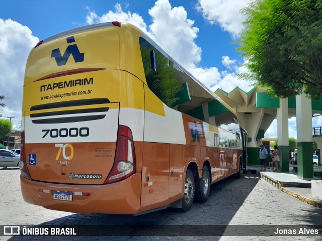 Viação Nova Itapemirim 70000 na cidade de Timbaúba, Pernambuco, Brasil, por Jonas Alves. ID da foto: 12102485.