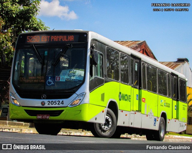 SM Transportes 20524 na cidade de Belo Horizonte, Minas Gerais, Brasil, por Fernando Cassimiro. ID da foto: 12103486.