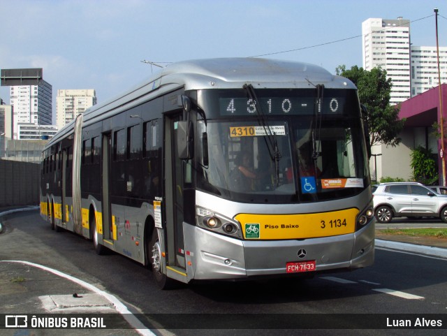 Viação Metrópole Paulista - Zona Leste 3 1134 na cidade de São Paulo, São Paulo, Brasil, por Luan Alves. ID da foto: 12106343.