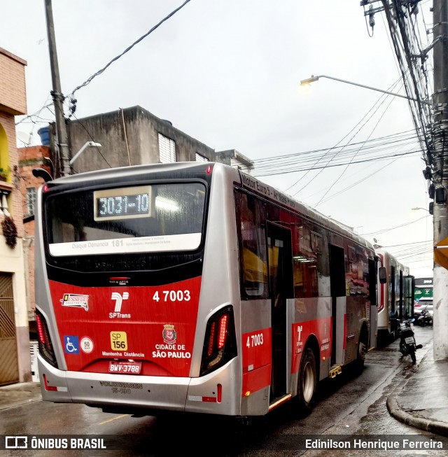 Pêssego Transportes 4 7003 na cidade de São Paulo, São Paulo, Brasil, por Edinilson Henrique Ferreira. ID da foto: 12106796.