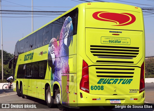 Eucatur - Empresa União Cascavel de Transportes e Turismo 6008 na cidade de São Paulo, São Paulo, Brasil, por Sérgio de Sousa Elias. ID da foto: 12068004.