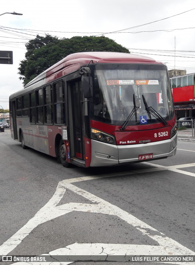 Auto Viação Transcap 8 5262 na cidade de São Paulo, São Paulo, Brasil, por LUIS FELIPE CANDIDO NERI. ID da foto: 12066055.
