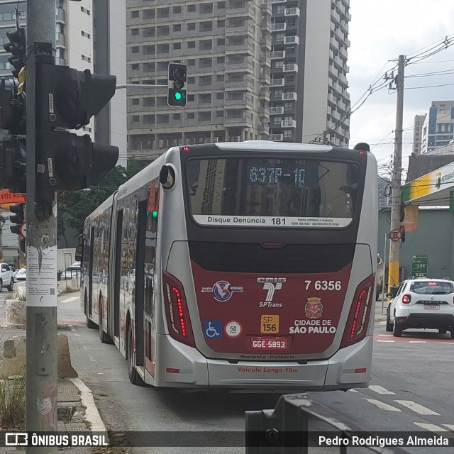 Viação Gatusa Transportes Urbanos 7 6356 na cidade de São Paulo, São Paulo, Brasil, por Pedro Rodrigues Almeida. ID da foto: 12066526.