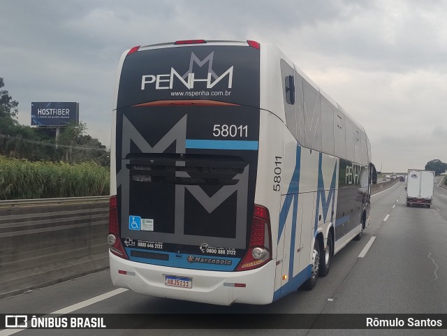 Empresa de Ônibus Nossa Senhora da Penha 58011 na cidade de Louveira, São Paulo, Brasil, por Rômulo Santos. ID da foto: 12110610.