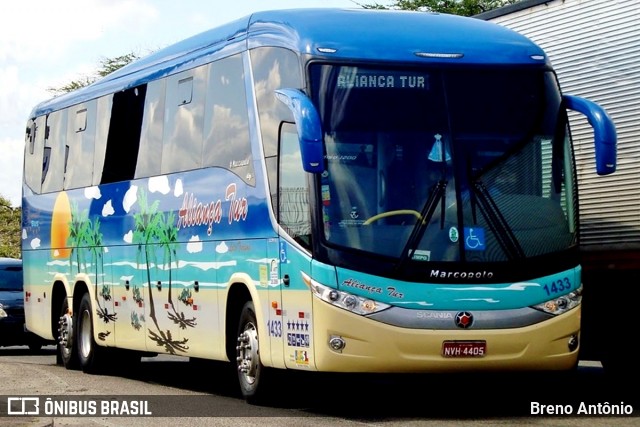 Aliança Tur Transporte de Passageiros e Turismo 1433 na cidade de Aracaju, Sergipe, Brasil, por Breno Antônio. ID da foto: 12114029.
