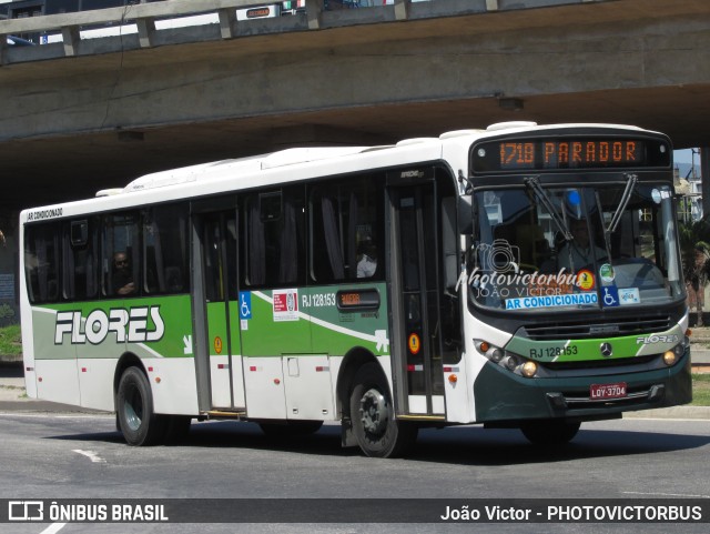 Transportes Flores RJ 128.153 na cidade de Rio de Janeiro, Rio de Janeiro, Brasil, por João Victor - PHOTOVICTORBUS. ID da foto: 12120849.