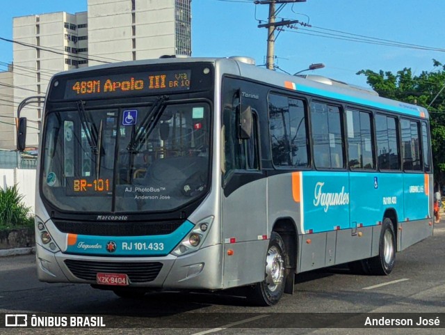 Auto Ônibus Fagundes RJ 101.433 na cidade de Niterói, Rio de Janeiro, Brasil, por Anderson José. ID da foto: 12070850.