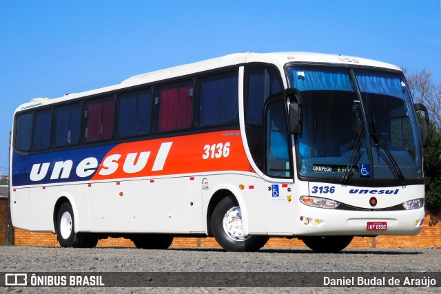 Unesul de Transportes 3136 na cidade de Chapecó, Santa Catarina, Brasil, por Daniel Budal de Araújo. ID da foto: 12070620.