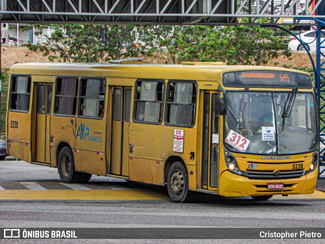 AVP - Auto Viação Paraíso 5220 na cidade de Aracaju, Sergipe, Brasil, por Cristopher Pietro. ID da foto: 12070540.