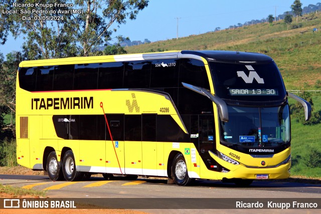 Viação Nova Itapemirim 40286 na cidade de Manhuaçu, Minas Gerais, Brasil, por Ricardo  Knupp Franco. ID da foto: 12070443.