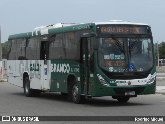 Viação Galo Branco RJ 181.046 na cidade de Niterói, Rio de Janeiro, Brasil, por Rodrigo Miguel. ID da foto: 12069285.