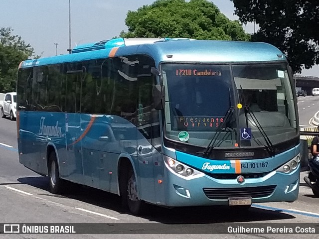 Auto Ônibus Fagundes RJ 101.187 na cidade de Rio de Janeiro, Rio de Janeiro, Brasil, por Guilherme Pereira Costa. ID da foto: 12070728.