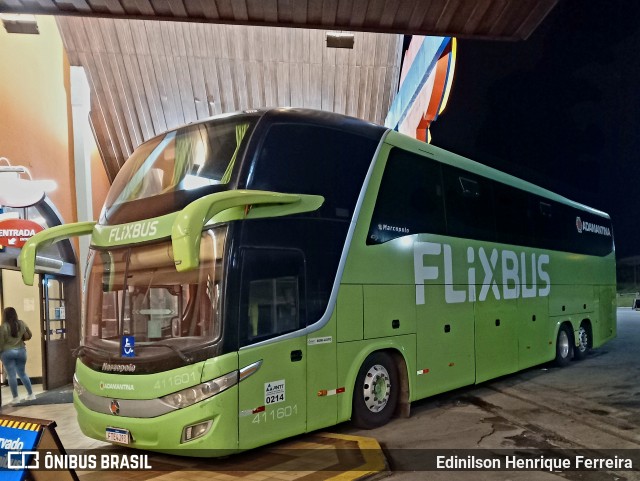 FlixBus Transporte e Tecnologia do Brasil 411601 na cidade de Oliveira, Minas Gerais, Brasil, por Edinilson Henrique Ferreira. ID da foto: 12069001.