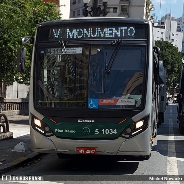 Via Sudeste Transportes S.A. 5 1034 na cidade de São Paulo, São Paulo, Brasil, por Michel Nowacki. ID da foto: 12070230.