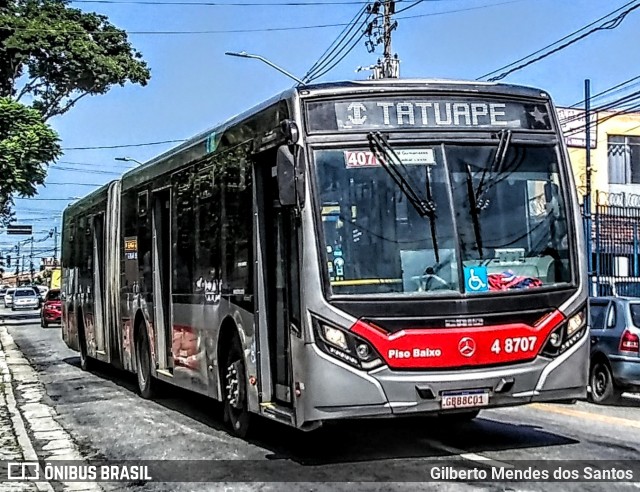 Express Transportes Urbanos Ltda 4 8707 na cidade de São Paulo, São Paulo, Brasil, por Gilberto Mendes dos Santos. ID da foto: 12068207.
