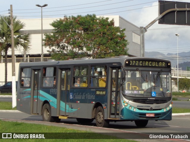 Viação Grande Vitória 6980 na cidade de Vitória, Espírito Santo, Brasil, por Giordano Trabach. ID da foto: 12072498.