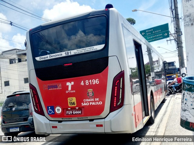 Express Transportes Urbanos Ltda 4 8196 na cidade de São Paulo, São Paulo, Brasil, por Edinilson Henrique Ferreira. ID da foto: 12071529.