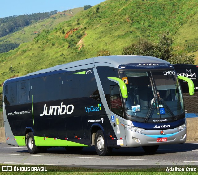 Jumbo Turismo 3190 na cidade de Aparecida, São Paulo, Brasil, por Adailton Cruz. ID da foto: 12071219.