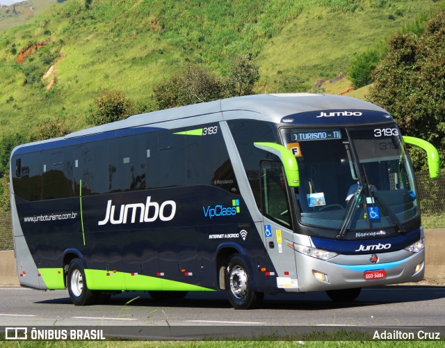 Jumbo Turismo 3193 na cidade de Aparecida, São Paulo, Brasil, por Adailton Cruz. ID da foto: 12071225.
