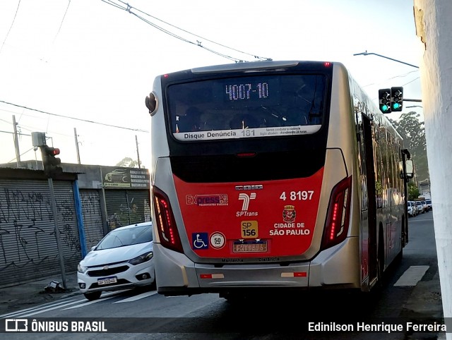 Express Transportes Urbanos Ltda 4 8197 na cidade de São Paulo, São Paulo, Brasil, por Edinilson Henrique Ferreira. ID da foto: 12071513.