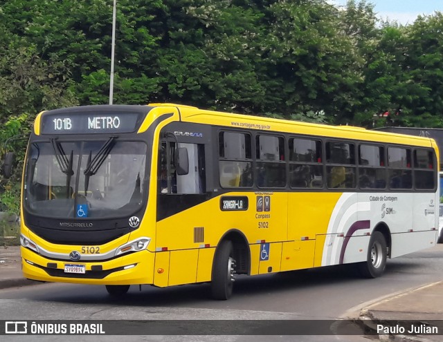 Viação Belo Monte Transportes Coletivos 5102 na cidade de Contagem, Minas Gerais, Brasil, por Paulo Julian. ID da foto: 12072703.