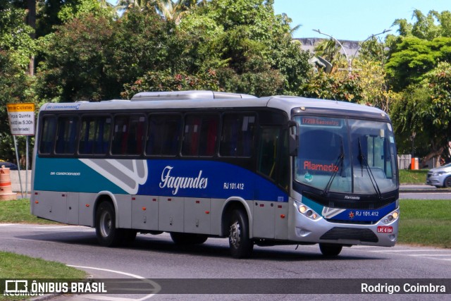 Auto Ônibus Fagundes RJ 101.412 na cidade de Rio de Janeiro, Rio de Janeiro, Brasil, por Rodrigo Coimbra. ID da foto: 12073519.