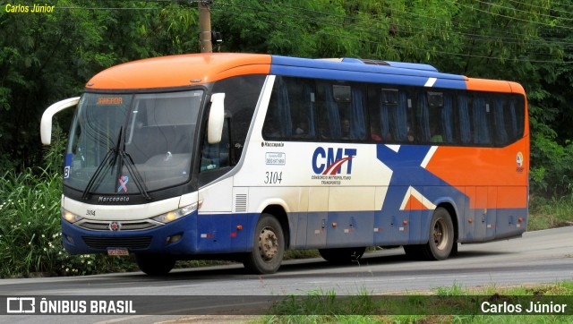 CMT - Consórcio Metropolitano Transportes 3104 na cidade de Cuiabá, Mato Grosso, Brasil, por Carlos Júnior. ID da foto: 12073792.