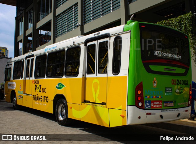 Via Verde Transportes Coletivos 0524008 na cidade de Manaus, Amazonas, Brasil, por Felipe Andrade. ID da foto: 12074916.
