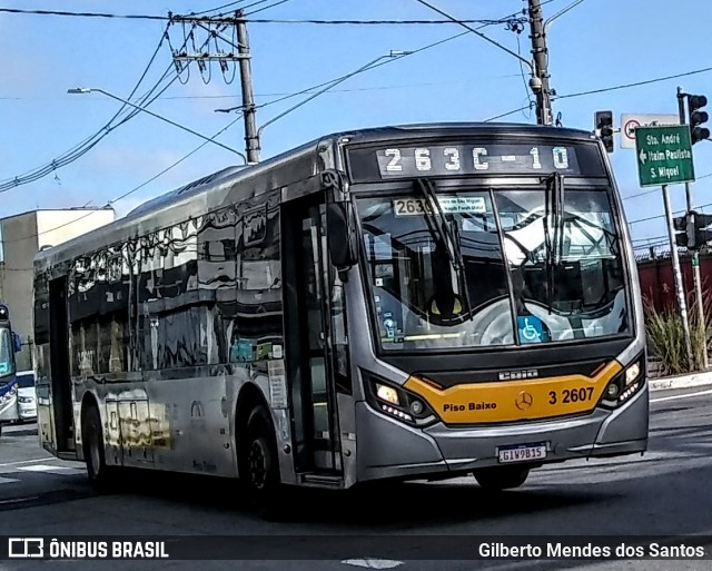 Viação Metrópole Paulista - Zona Leste 3 2607 na cidade de São Paulo, São Paulo, Brasil, por Gilberto Mendes dos Santos. ID da foto: 12073055.