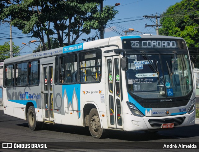 Auto Ônibus Asa Branca Gonçalense 8.001 na cidade de São Gonçalo, Rio de Janeiro, Brasil, por André Almeida. ID da foto: 12073283.