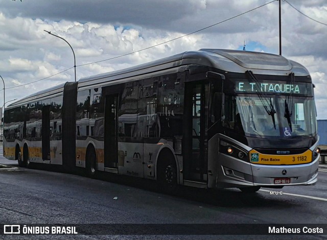 Viação Metrópole Paulista - Zona Leste 3 1182 na cidade de São Paulo, São Paulo, Brasil, por Matheus Costa. ID da foto: 12075417.