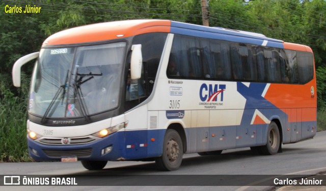 CMT - Consórcio Metropolitano Transportes 3105 na cidade de Cuiabá, Mato Grosso, Brasil, por Carlos Júnior. ID da foto: 12073790.