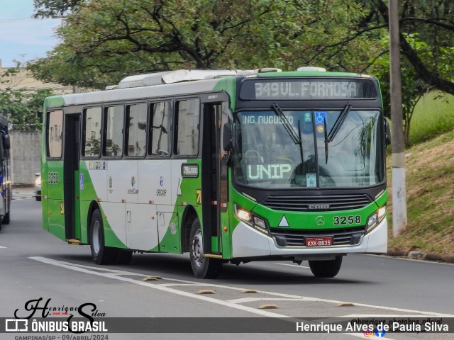 VB Transportes e Turismo 3258 na cidade de Campinas, São Paulo, Brasil, por Henrique Alves de Paula Silva. ID da foto: 12075226.