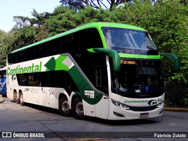 Viação Continental de Transportes 1001 na cidade de São Paulo, São Paulo, Brasil, por Fabricio Zulato. ID da foto: 12074249.