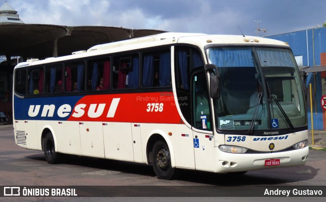 Unesul de Transportes 3758 na cidade de Porto Alegre, Rio Grande do Sul, Brasil, por Andrey Gustavo. ID da foto: 12074537.