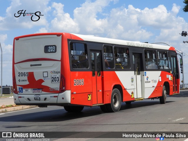 Itajaí Transportes Coletivos 2065 na cidade de Campinas, São Paulo, Brasil, por Henrique Alves de Paula Silva. ID da foto: 12075168.